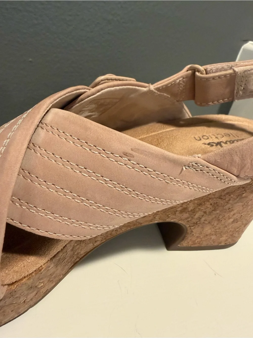Clark’s Nerisa West Sand Nubuck Platform Slingback Sandals Size 9